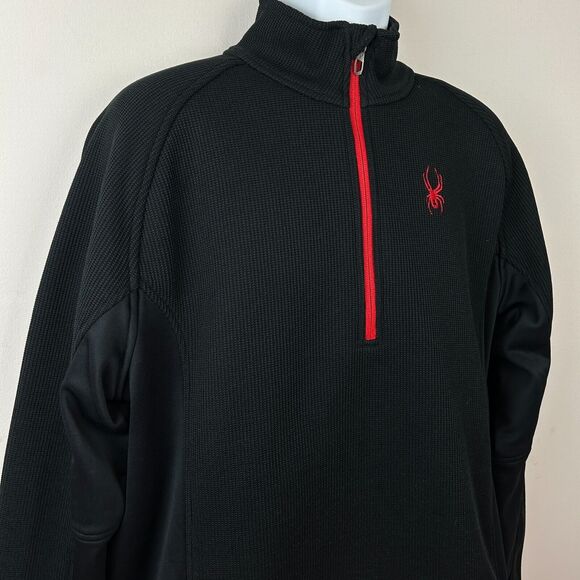 Spyder Black + Red Half Zip Waffle Weave Jacket Size XL - Picture 12 of 15